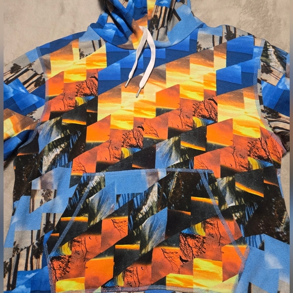 Rag & Bone Multicolor Mens Hoodie Damon Beach Photo Sz M Colorful Graphic Print - Picture 2 of 7